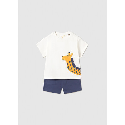 Комплект, Футболка біла + шорти, Темно-синій, Mayoral Іспанія, 26VL