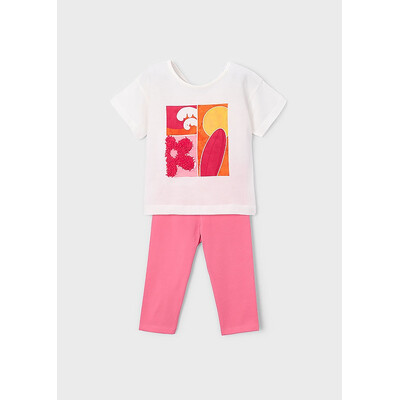 Комплект, Футболка біла + легінси, Рожевий, Mayoral Іспанія, 26VL