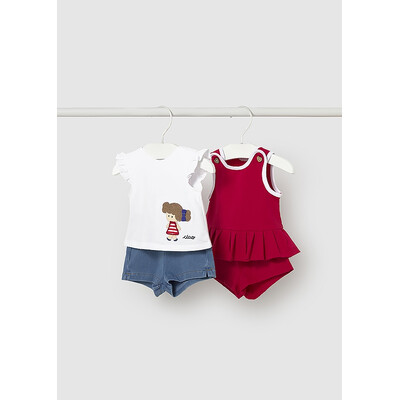 Комплект, 4 од. Футболка 2 шт. + шорти 2 шт. Синій,, Червоний, Mayoral Іспанія, 26VL