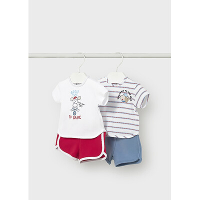 Комплект, 4 од. Футболка 2шт. + шорти 2 шт. Червоний,, Синій, Mayoral Іспанія, 26VL
