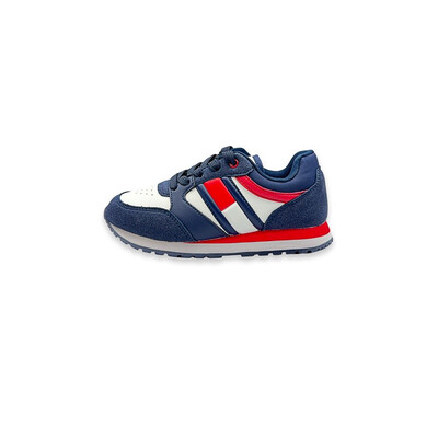 Кросівки, з білими та червоними вставками, Темно-синій, TOMMY-HILFIGER США, 25OZ