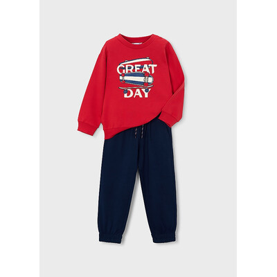 Комплект, Пуловер + темно-сині штани, Червоний, Mayoral Іспанія, 26VL