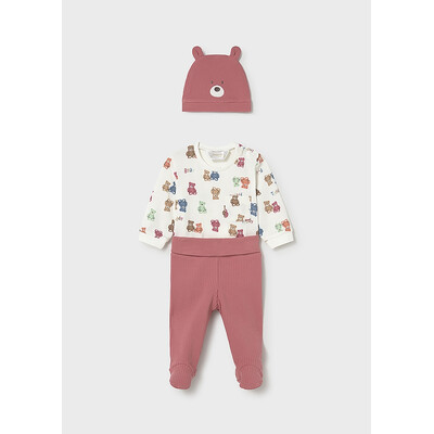 Комплект, Боді + повзунки + шапочка Темний, Рожевий, Mayoral Іспанія, 26VL