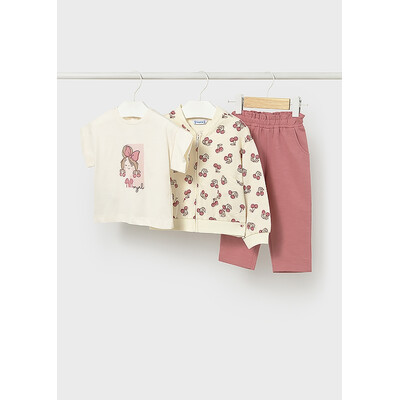 Комплект, Кофта + футболка + штани Темний, Рожевий, Mayoral Іспанія, 26VL