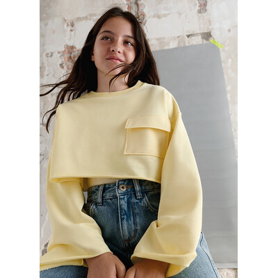 Комплект, Пуловер +  кремова майка, Жовтий, Mayoral Іспанія, 26VL