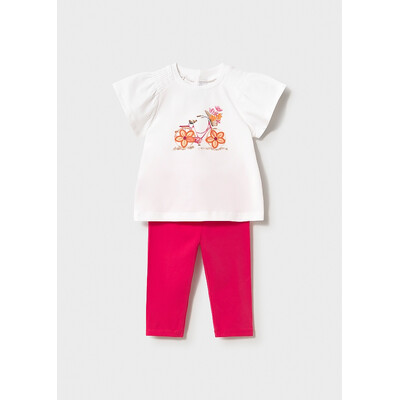 Комплект, Футболка біла  + легінси, Фуксія, Mayoral Іспанія, 26VL