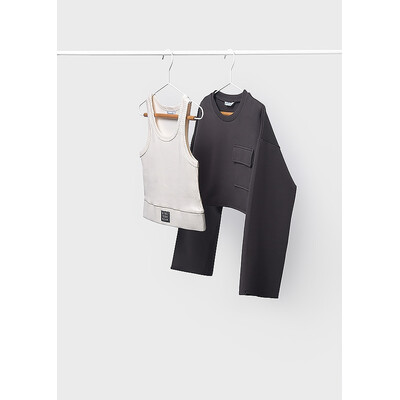 Комплект, Пуловер +  кремова майка, Темно-сірий, Mayoral Іспанія, 26VL