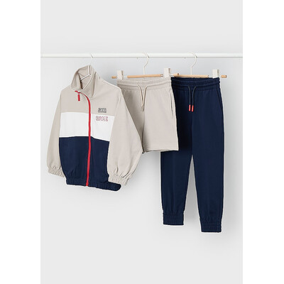 Комплект, Кофта + бежеві шорти + штани, Темно-синій, Mayoral Іспанія, 26VL