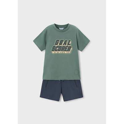 Комплект, Футболка + сірі шорти, Зелений, Mayoral Іспанія, 26VL