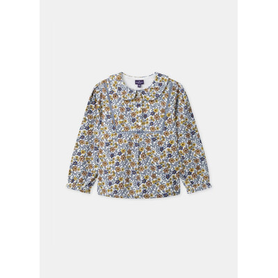 Блуза, (бежеві та сині квіти), Білий, Sergent Major Франція, 26OZ