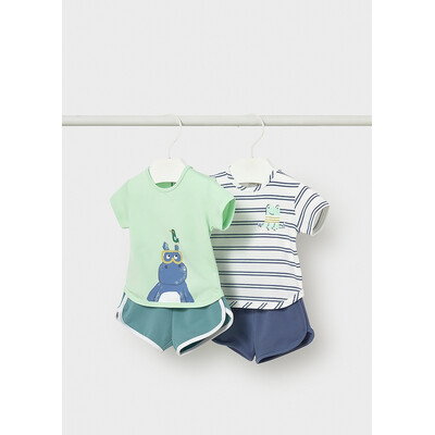 Комплект, 4 од. Футболка 2 шт. + шорти 2 шт, Зелений, Mayoral Іспанія, 26VL