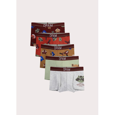 Білизна, Труси 5 шт. Коричневий, Бордовий,, Червоний, Du pareil au meme Франція, 26OZ