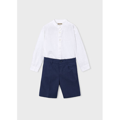 Комплект, Сорочка довгий рукав + шорти, Білий, Mayoral Іспанія, 26VL