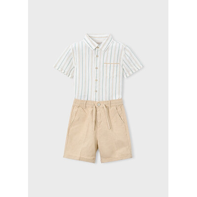 Комплект, Сорочка короткий рукав + шорти, Бежевий, Mayoral Іспанія, 26VL