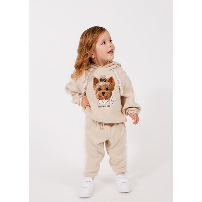 Комплект, Пуловер з капюшоном + штани, Бежевий, MONNALISA Італія, 26VL