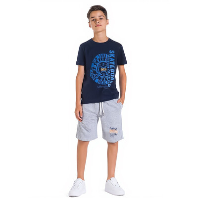 Комплект, Футболка + сірі шорти, Темно-синій, DATCH Італія, 26VL