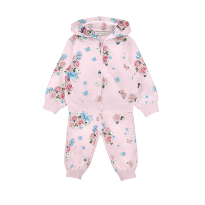 Комплект, Кофта з капюшоном + штани, Рожевий, MONNALISA Італія, 26VL