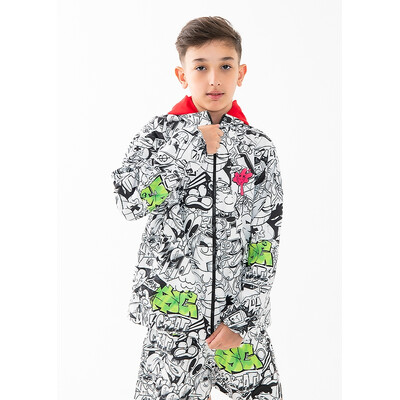 Куртка, з червоним капюшоном, Білий, SPRAYGROUND США, 26VL