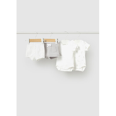 Комплект, 4 од. Боді 2 шт. + шорти 2 шт., Білий, Mayoral Іспанія, 26VL