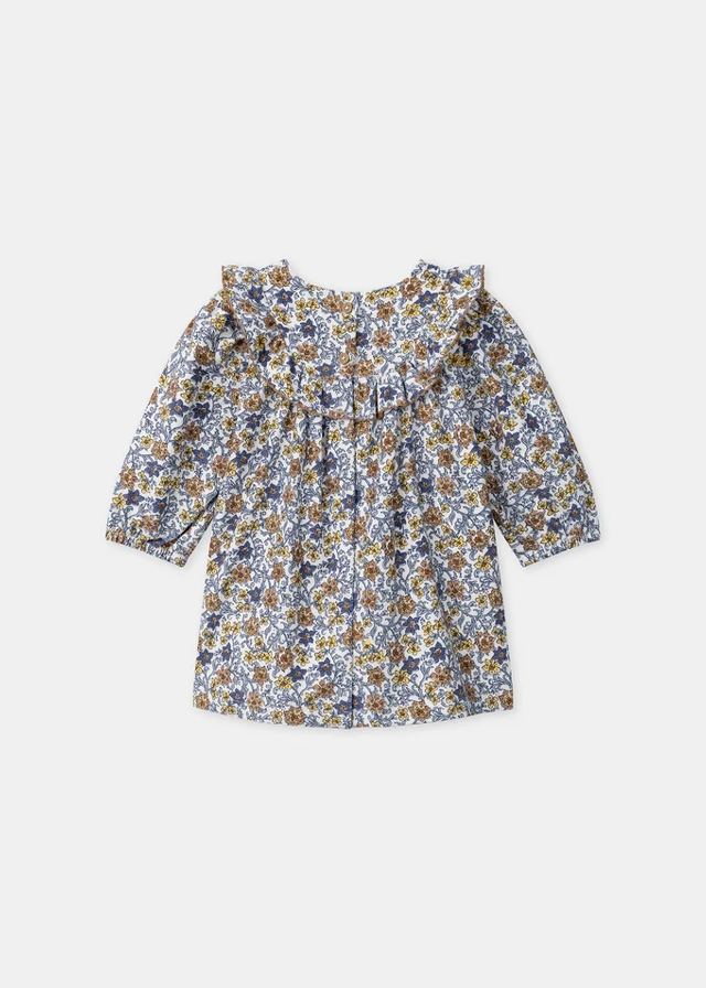 Сукня, довгий рукав  (бежеві та сині квіти), Білий, Sergent Major Франція, 26OZ