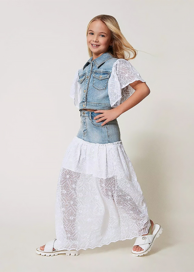 Спідниця, Джинсова, Блакитний, TWINSET Італія, 25VL