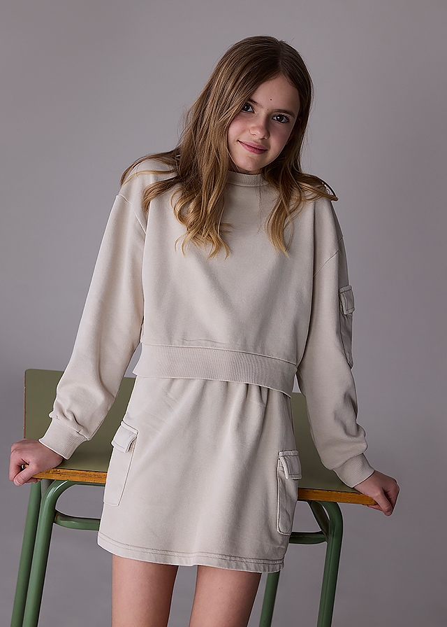 Комплект, Пуловер + спідниця, Бежевий, Mayoral Іспанія, 26OZ