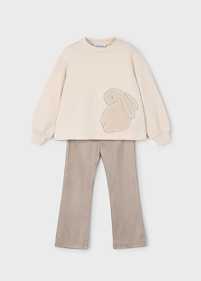 Комплект, Пуловер бежевий + легінси, Коричневий, Mayoral Іспанія, 26OZ