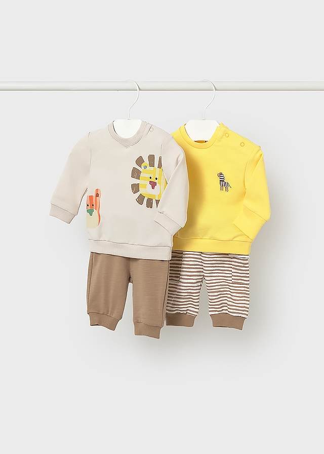 Комплект, 4 од. Пуловер 2шт. + штани 2 шт. Коричневий,, Жовтий, Mayoral Іспанія, 26VL