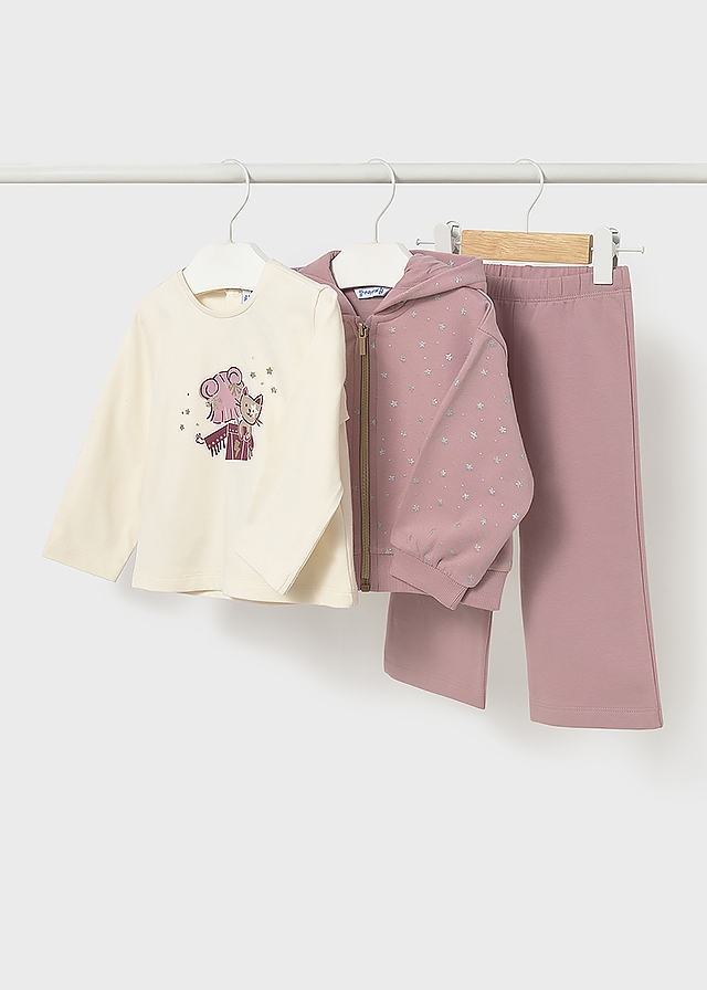 Комплект, Кофта + джемпер + штани (утеплений), Рожевий, Mayoral Іспанія, 26OZ Комплект, Кофта + джемпер + штани (утеплений), Рожевий, Mayoral Іспанія, 26OZ