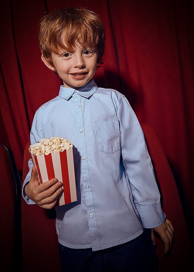 Сорочка, в білу смужку, довгий рукав, Блакитний, Mayoral Іспанія, 26OZ