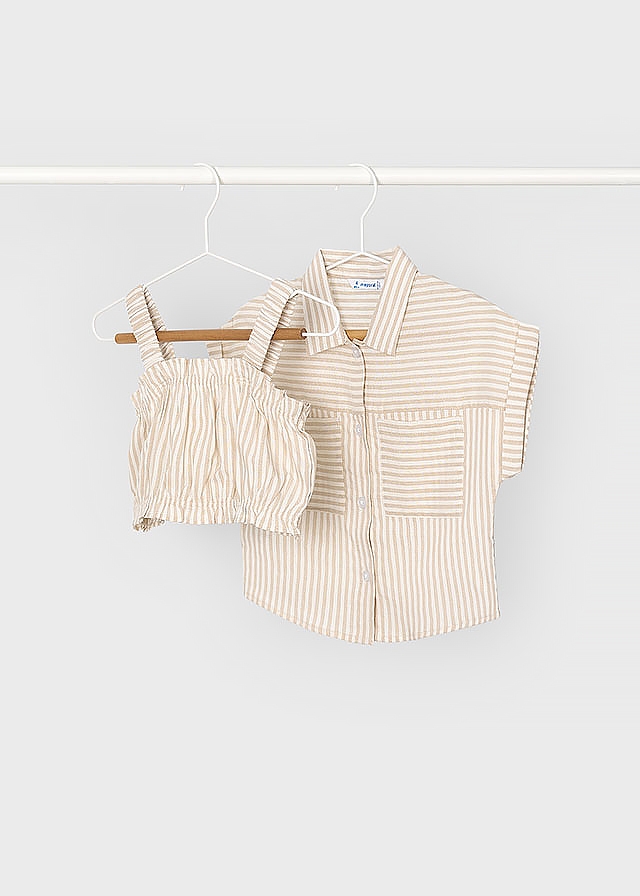 Блуза, + топ (в білу смужку), Бежевий, Mayoral Іспанія, 25VL