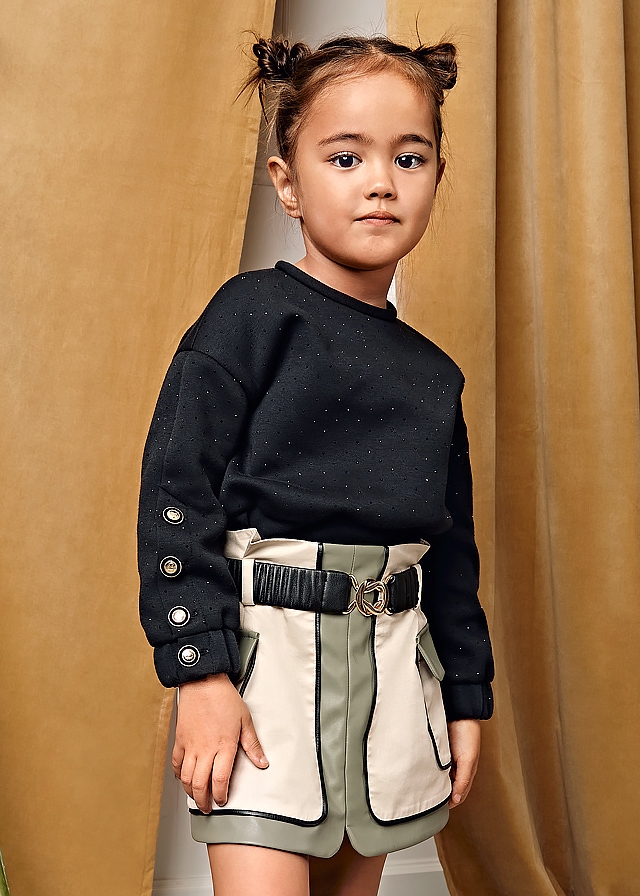 Спідниця, + пояс (зелені вставки з еко шкіри), Бежевий, AbelLula Іспанія, 26OZ