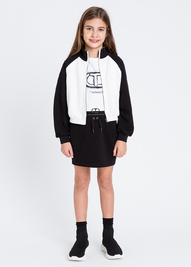 Кофта, з чорними рукавами, Білий, TWINSET Італія, 26OZ Кофта, з чорними рукавами, Білий, TWINSET Італія, 26OZ