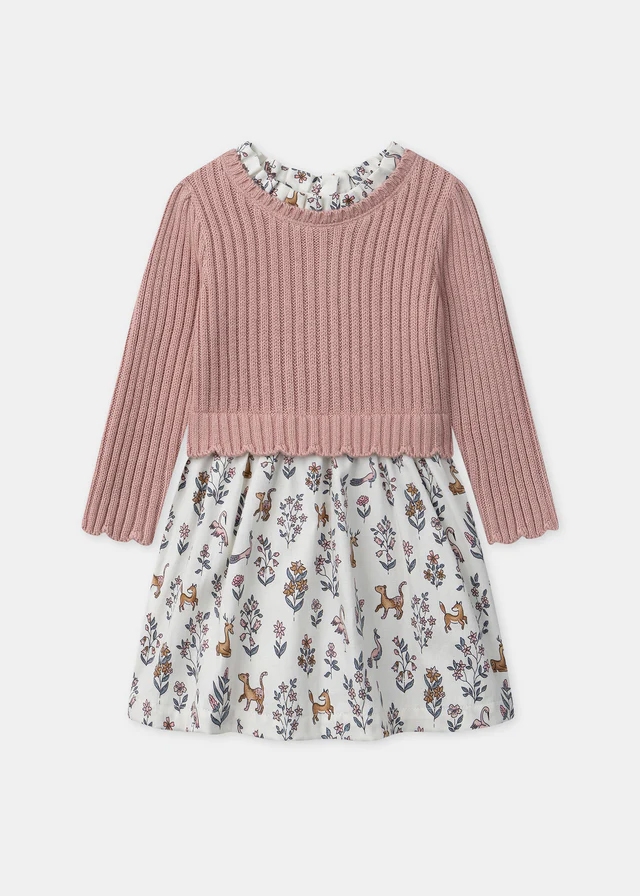 Сукня, довгий рукав (верх в'язаний), Рожевий, Sergent Major Франція, 26OZ