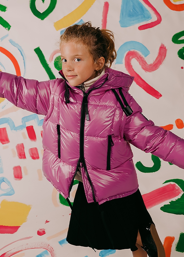 Куртка, двостороння, з капюшоном, тепла (відстібаються рукава), Фуксія, Montereggi Італія, 26OZ