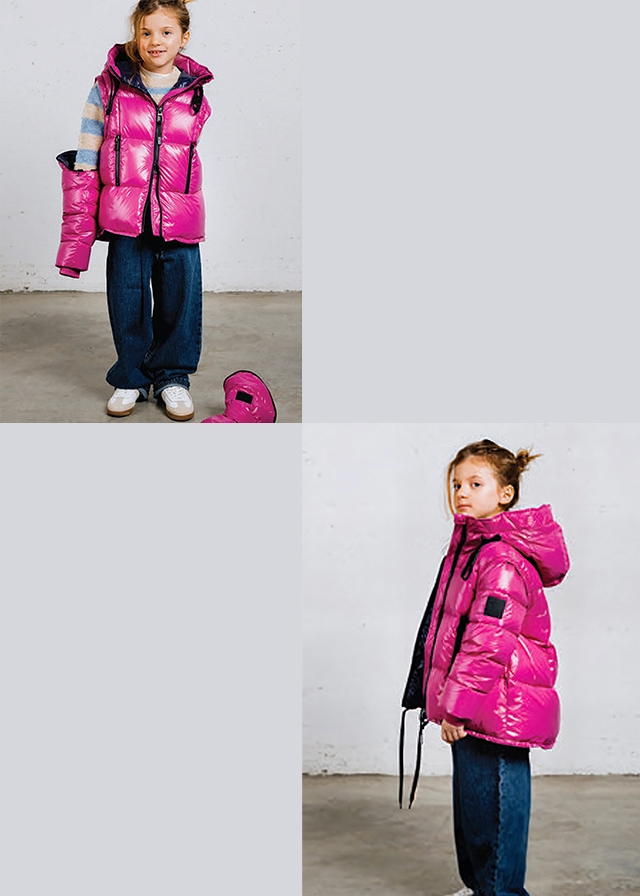 Куртка, двостороння, з капюшоном, тепла (відстібаються рукава), Фуксія, Montereggi Італія, 26OZ