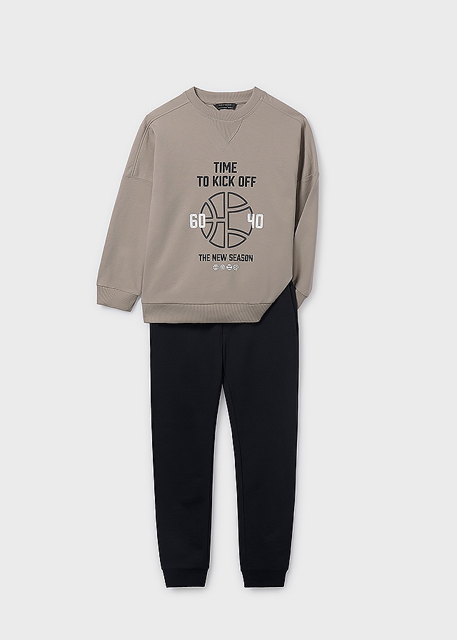 Комплект, Пуловер + чорні штани, Бежевий, Mayoral Іспанія, 26OZ