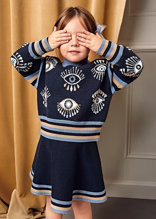 Комплект, Светр + спідниця, Темно-синій, AbelLula Іспанія, 26OZ