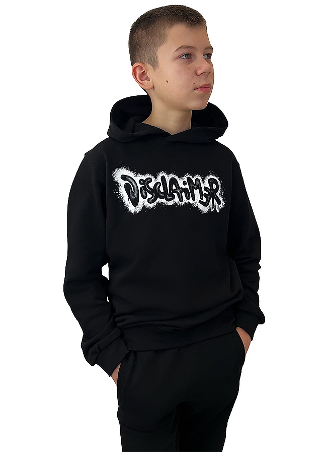 Пуловер, з капюшоном, Чорний, DISCLAIMER Італія, 26OZ