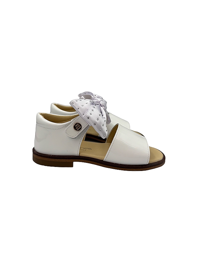 Сандалі, лакові (бантик в камінцях), Білий, ANDANINES Іспанія, 26VL