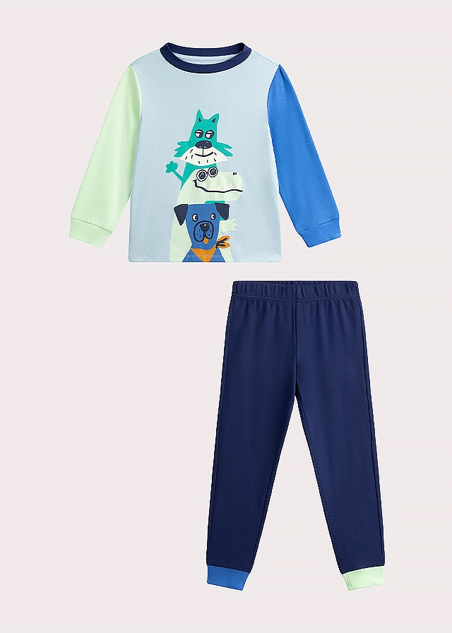 Піжама, Джемпер + штани (світиться у темряві), Синій, Du pareil au meme Франція, 25VL
