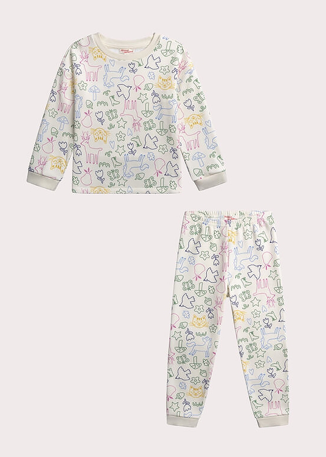 Піжама, тепла. Пуловер + штани, Кремовий, Du pareil au meme Франція, 26OZ