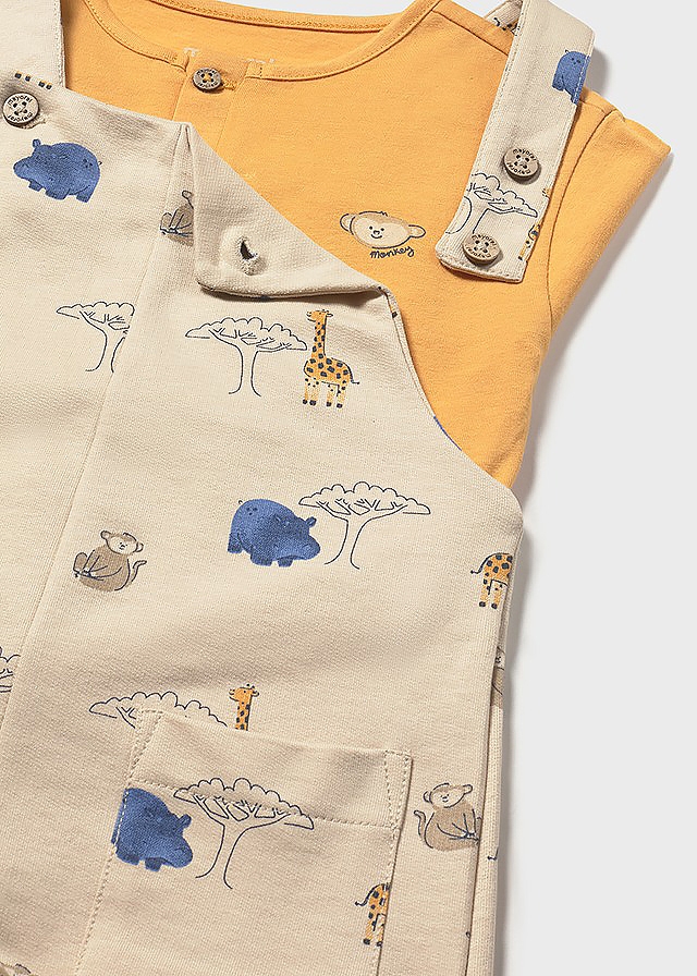 Комплект, Футболка + напівкомбінезон, Бурштиновий, Mayoral Іспанія, 26VL