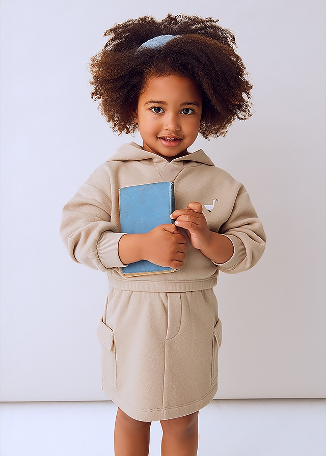 Комплект, утеплений. Пуловер + спідниця, Бежевий, Mayoral Іспанія, 26OZ