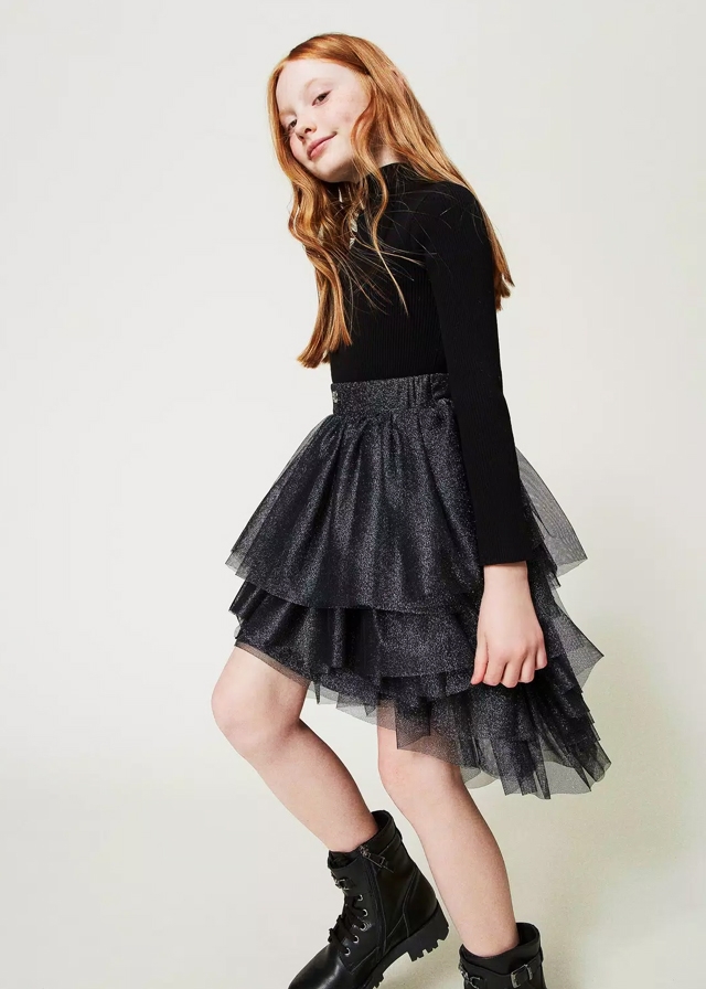 Спідниця, з люрексом, Чорний, TWINSET Італія, 25OZ