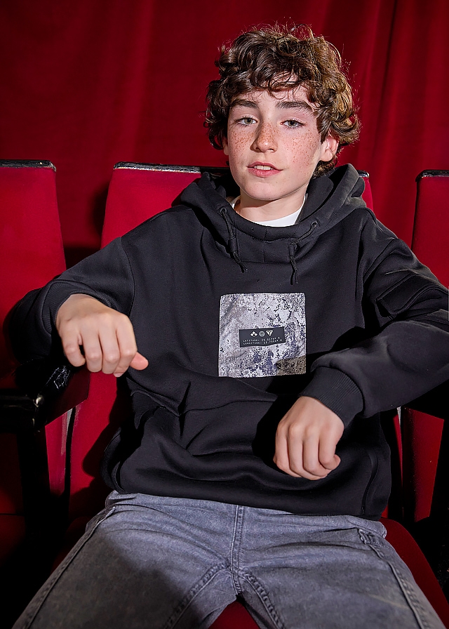 Пуловер, з капюшоном, утеплений, Чорний, Mayoral Іспанія, 26OZ