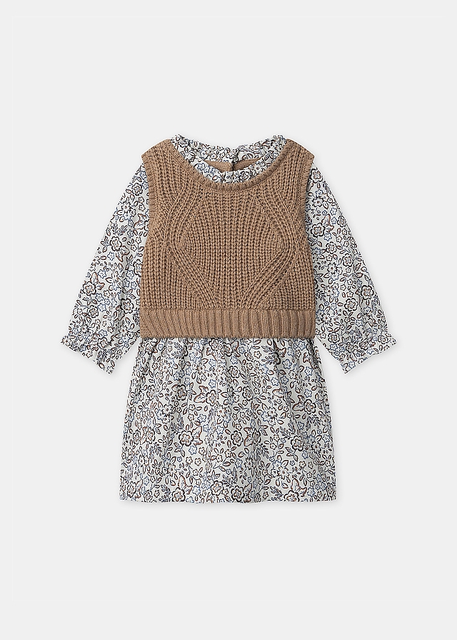 Сукня, довгий рукав, верх в'язаний, Кремовий, Sergent Major Франція, 26OZ