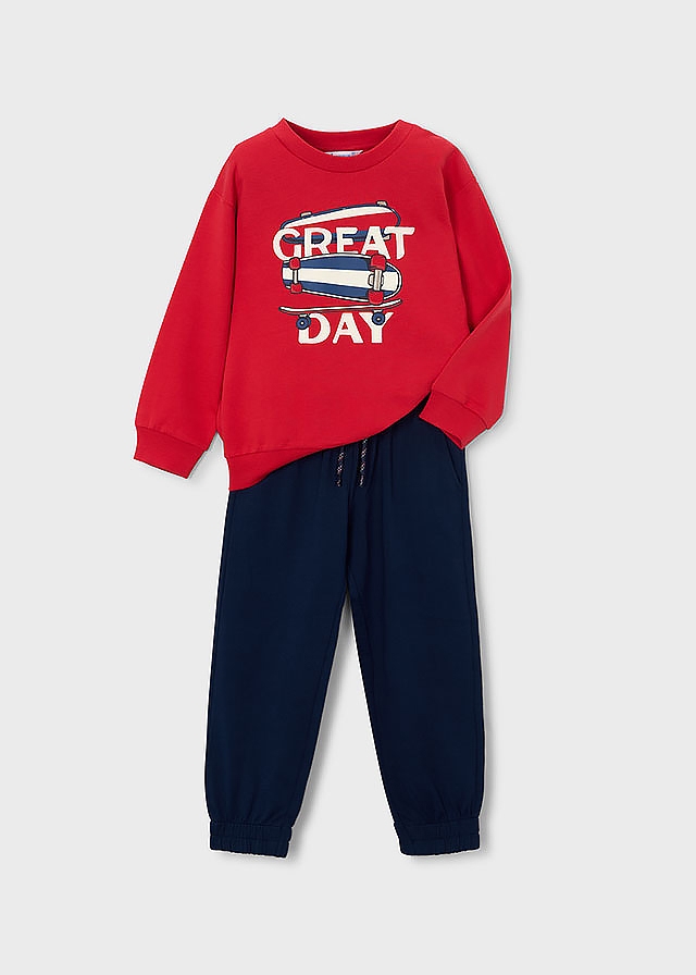 Комплект, Пуловер + темно-сині штани, Червоний, Mayoral Іспанія, 26VL