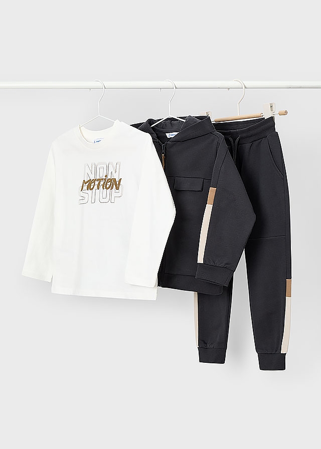 Комплект, утеплений. Кофта + джемпер + штани, Темно-сірий, Mayoral Іспанія, 26OZ