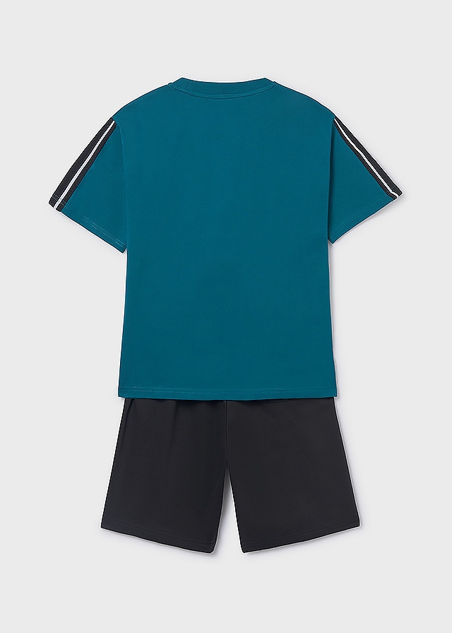 Комплект, Футболка бірюзова + шорти, Чорний, Mayoral Іспанія, 26VL